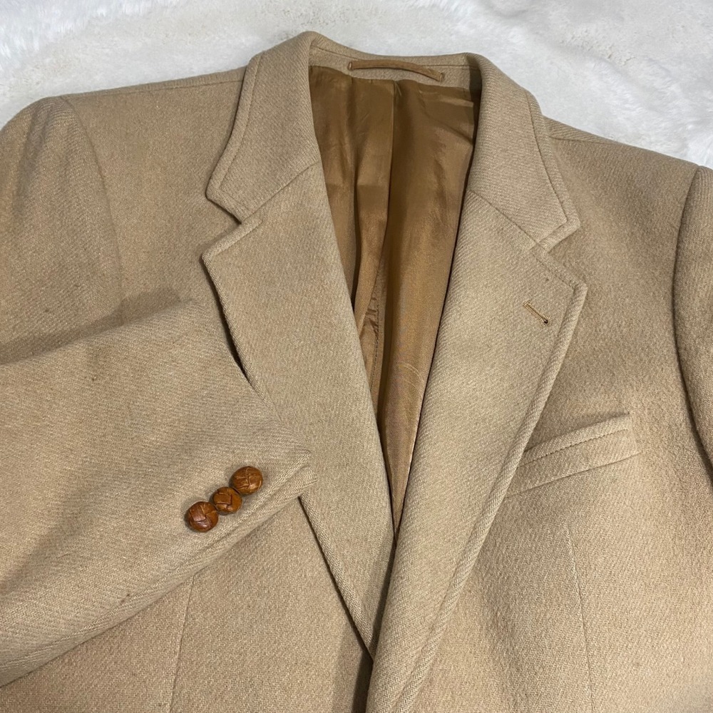 VTG Mens Tan Wool Blend Blazer Jacket Made in Italy Size 38R‎